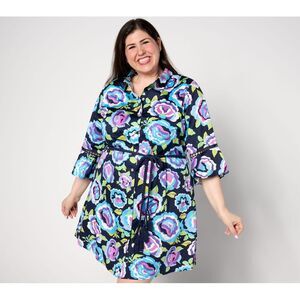 Studio Park Women's Dress Sz L Garden Party Shirt Blue A634593